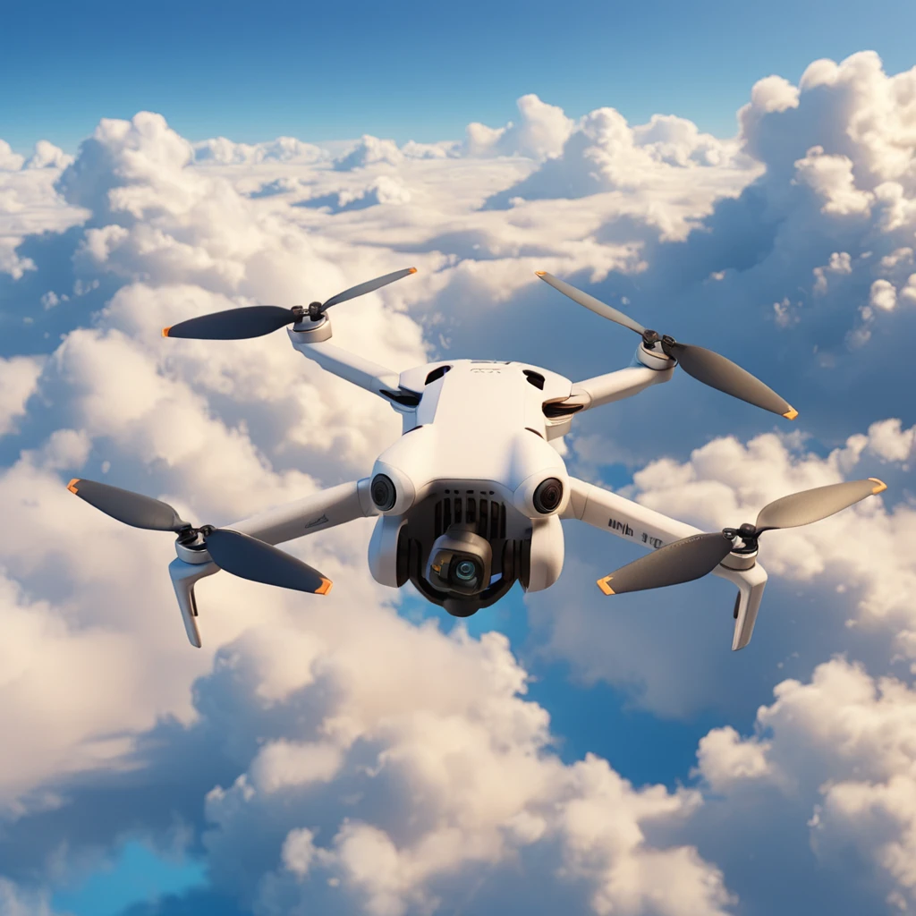 3d render, djimini4pro drone, flying over clouds <lora:DJIMini4Pro_JuggernautXL_8_v2_with_reg:1>
