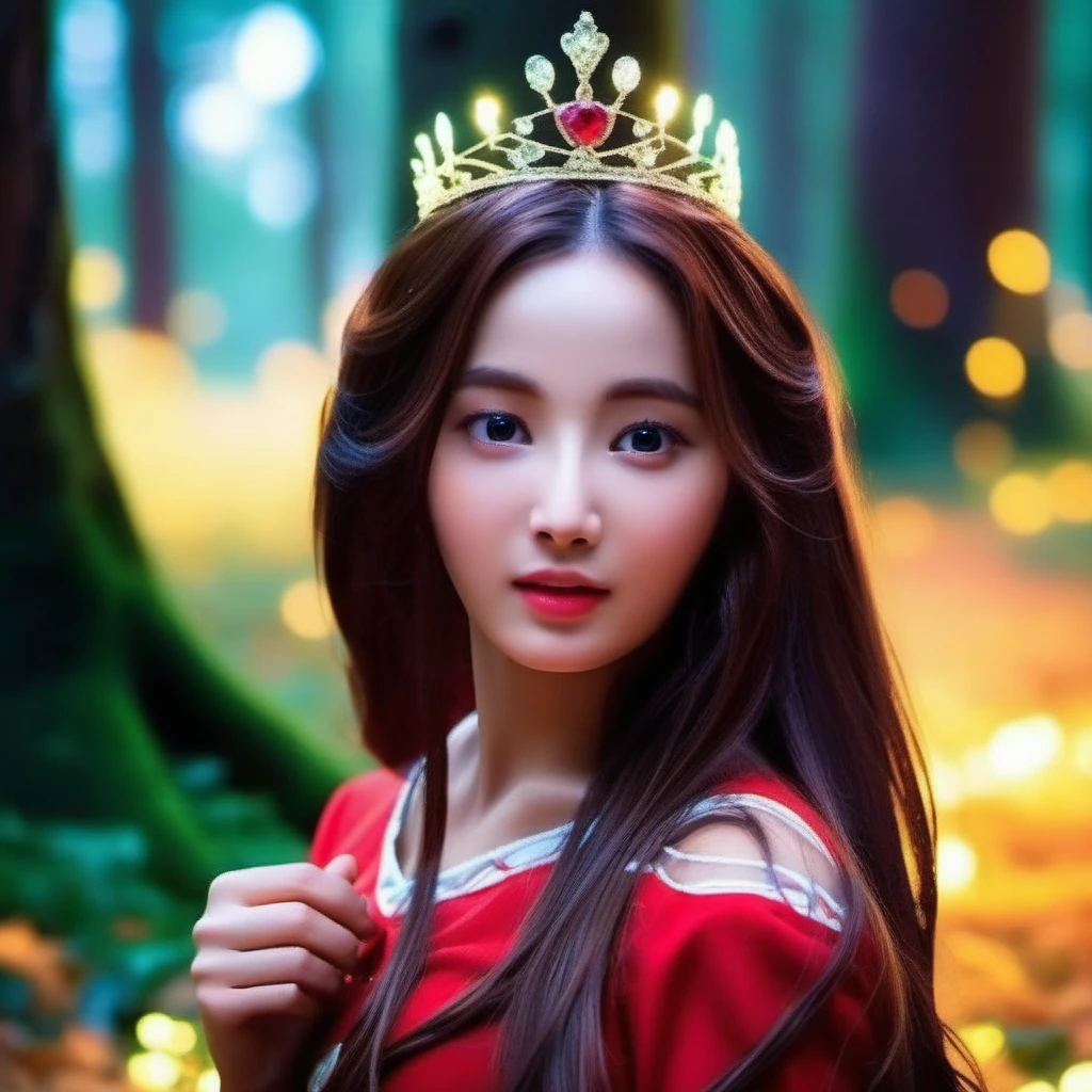 26-year-old <lora:lora-yeonwoo:1> ohwx woman with long hair and (brown eyes) dressed as a cute princess, searching the enchanted forest, extremely detailed eyes and facial features <lora:princess_xl_v2:0.2>, beautiful cinematic lighting and breathtaking composition