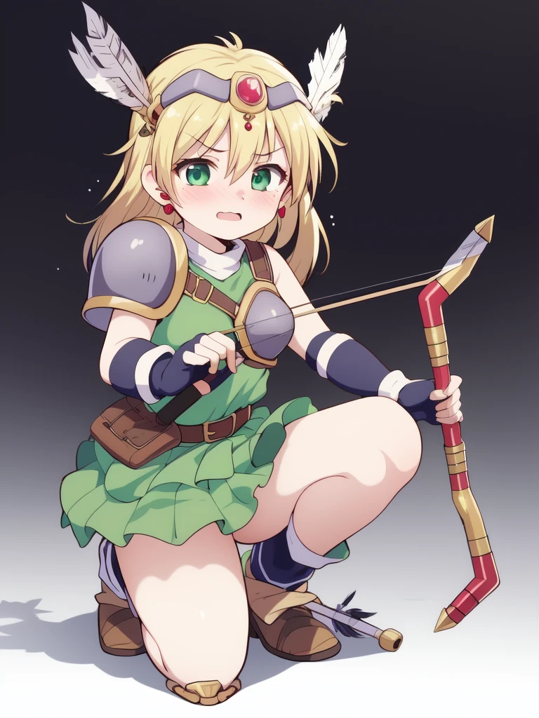 <lora:Fanna:0.8>, Fanna, 1girl, weapon, solo, bow (weapon), aiming, arrow (projectile), drawing bow, boots, gloves, holding arrow, circlet, child,
masterpiece, high quality, very_high_resolution, large_filesize, full color,