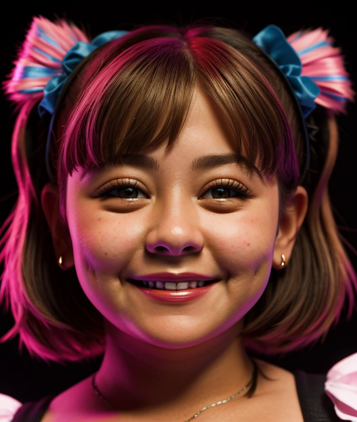 <r41st>, Ultra-HD-realistic-details, Black background, smile, close portrait photo, asiatic