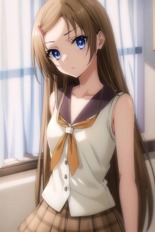 kanamimihara, <lora:kanami mihara s2-lora-nochekaiser:1>,
kanami mihara, long hair, brown hair, hair ornament, very long hair, blue eyes, hairclip,
BREAK dress, sleeveless, sailor collar, brown sailor collar, skirt, brown skirt, pleated skirt,
BREAK indoors, classroom,
BREAK looking at viewer, (cowboy shot:1.5),
BREAK <lyco:GoodHands-beta2:1>, (masterpiece:1.2), best quality, high resolution, unity 8k wallpaper, (illustration:0.8), (beautiful detailed eyes:1.6), extremely detailed face, perfect lighting, extremely detailed CG, (perfect hands, perfect anatomy),