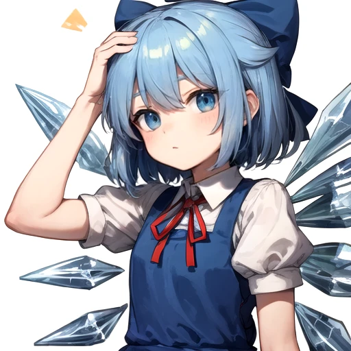 cirno, hand on head