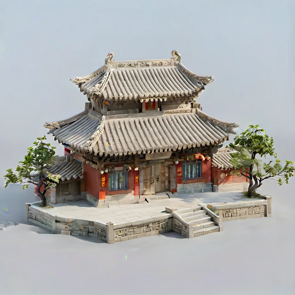 high quality, moxing style, 4k, Chinese ancient building, no humans, pure background