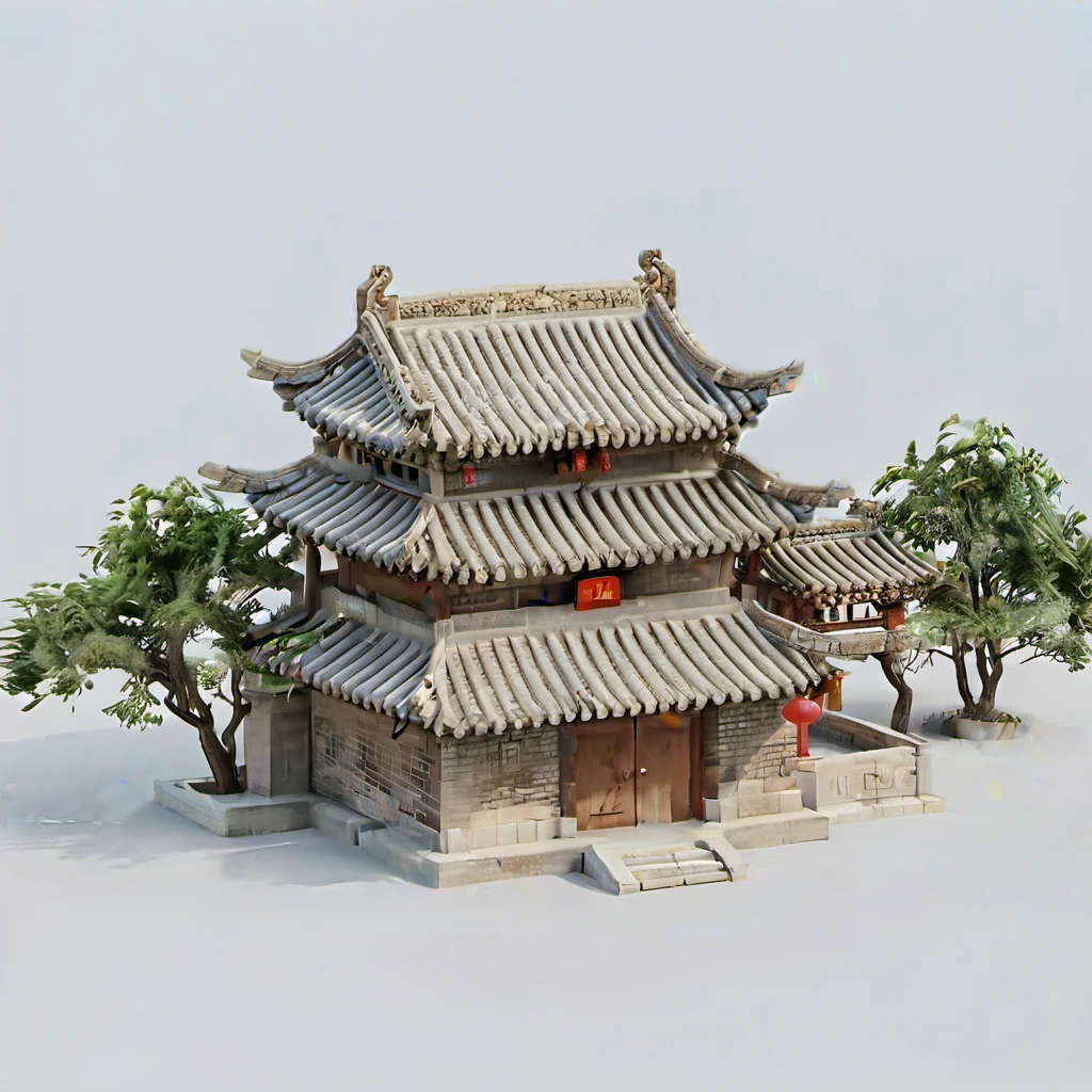 high quality, moxing style, 4k, Chinese ancient building, no humans, pure background