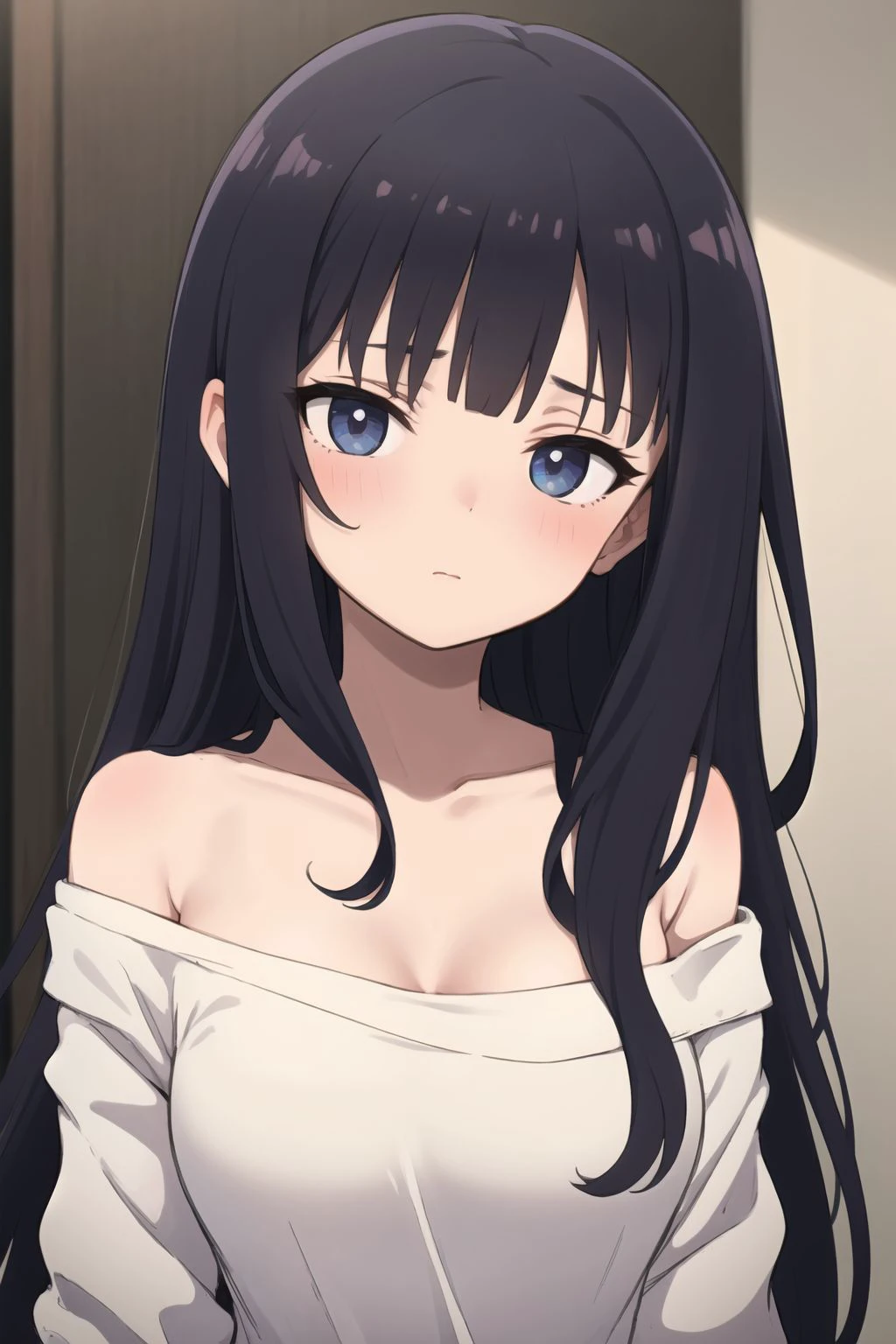 Adult woman, big eyes