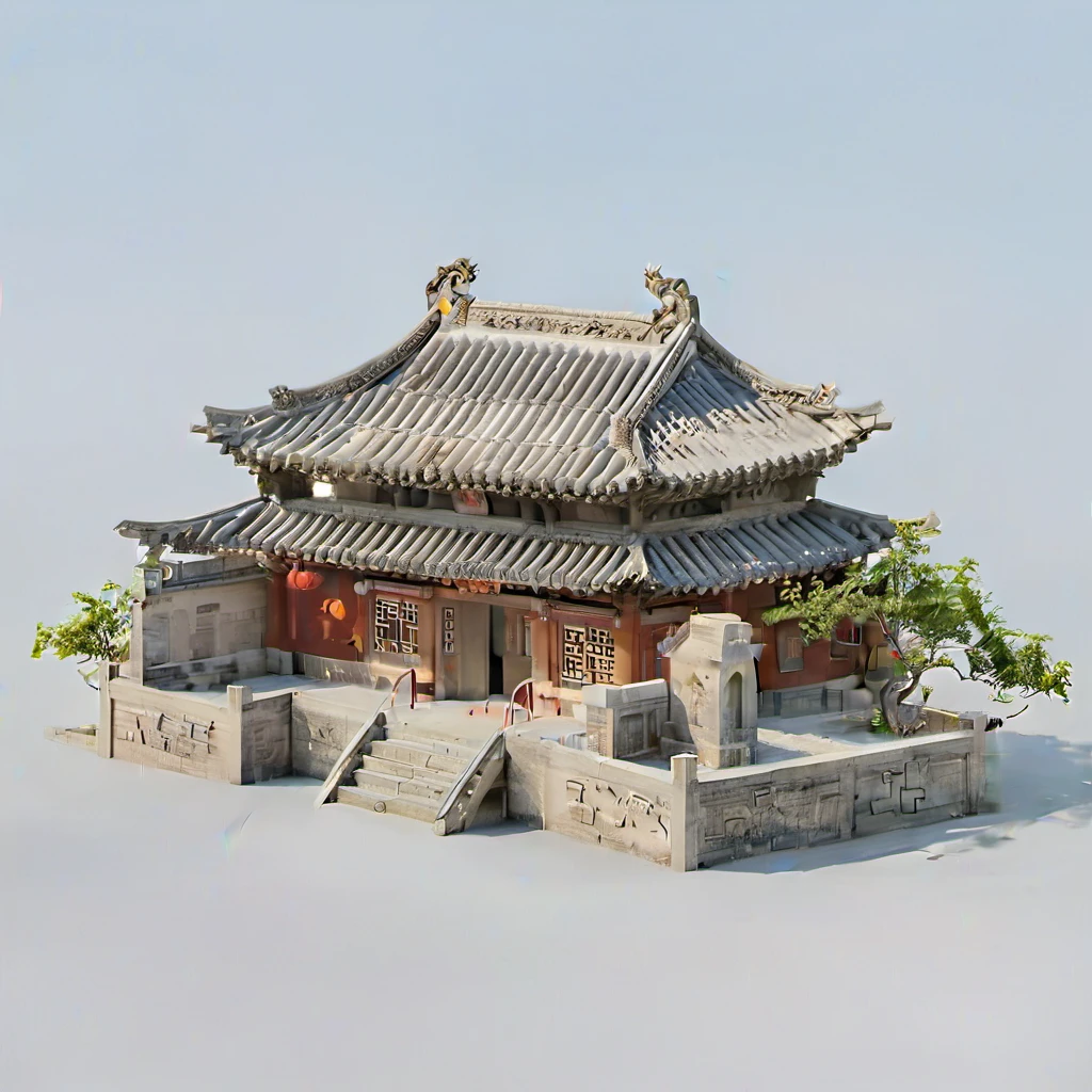 high quality, moxing style, 4k, Chinese ancient building, no humans, pure background