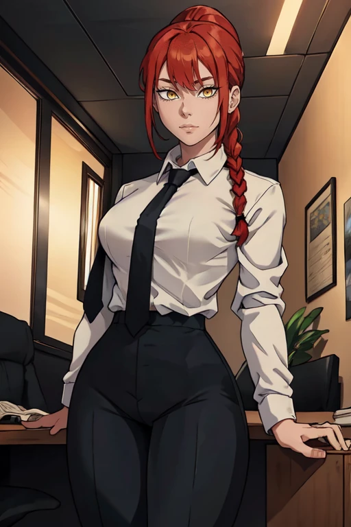 Twintail, red haired, 1girl, grey eyes, well toned, well built, muscled, toned muscles, formal attire, pixelated
