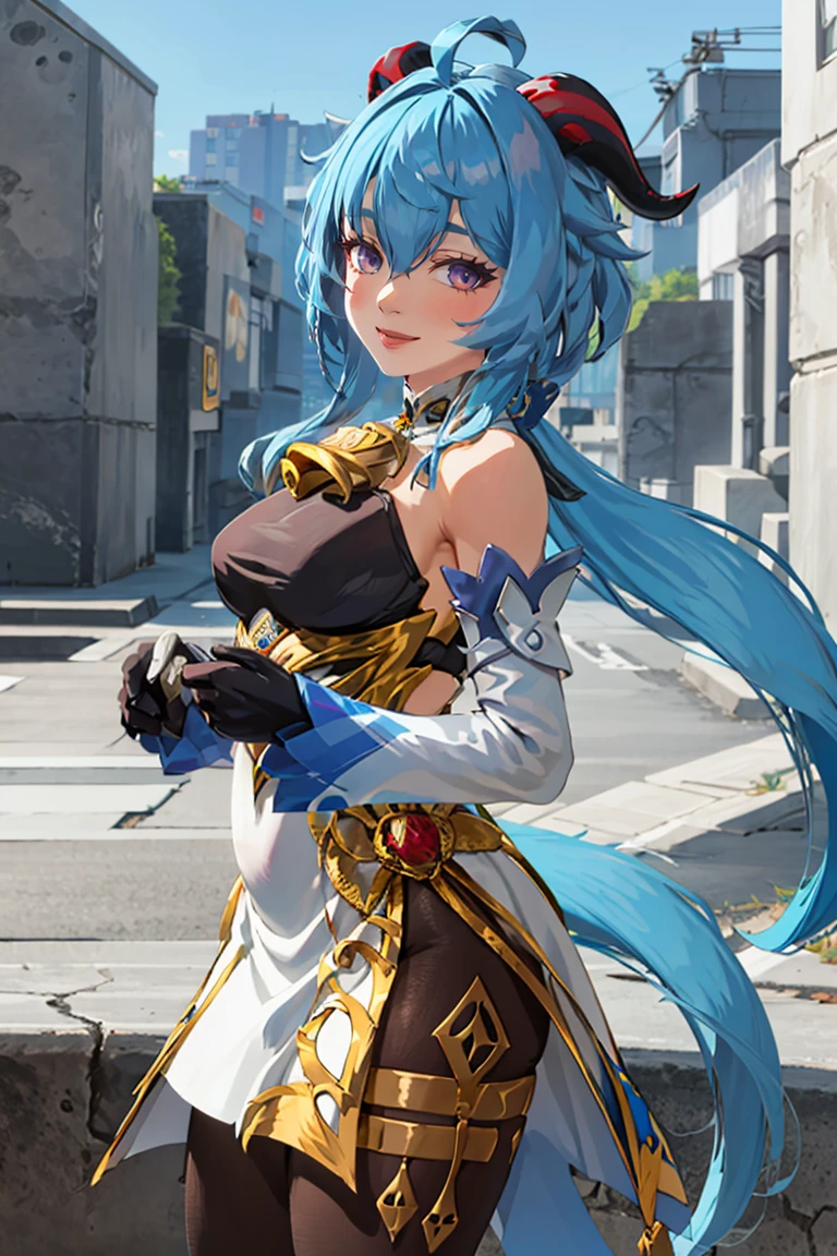 (1 girl),(high quality), (High resolution), (extremely detailed), (8K),(lower body shot),(Amane is wearing Genshin Impact costume and panties.),(wearing black knee-high stockings)not wearing shoes,perfect writing,(Beautifully erect nipple shape:1.2),High resolutionの美しい目,(neutral white lighting:1.2),Walking around the city during the day