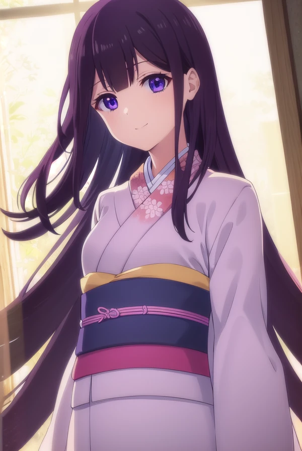 aikasakuranomiya, <lora:aika sakuranomiya s1-lora-nochekaiser:1>,
aika sakuranomiya, long hair, bangs, purple hair, (purple eyes:1.1), blunt bangs, smile,
BREAK japanese clothes, kimono, sash, obi, red kimono,
BREAK indoors,
BREAK looking at viewer, (cowboy shot:1.5),
BREAK <lyco:GoodHands-beta2:1>, (masterpiece:1.2), best quality, high resolution, unity 8k wallpaper, (illustration:0.8), (beautiful detailed eyes:1.6), extremely detailed face, perfect lighting, extremely detailed CG, (perfect hands, perfect anatomy),