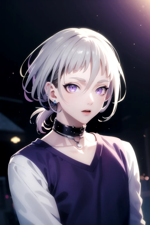 (best quality:1.1), (masterpiece:1.4), wallpaper, , upper body, depth of field, , , 1boy, solo, male focus, <lora:ryuu_natsume:0.74>, ryuu_natsume, grey hair, purple eyes, , , , grimdark, HD-DVD