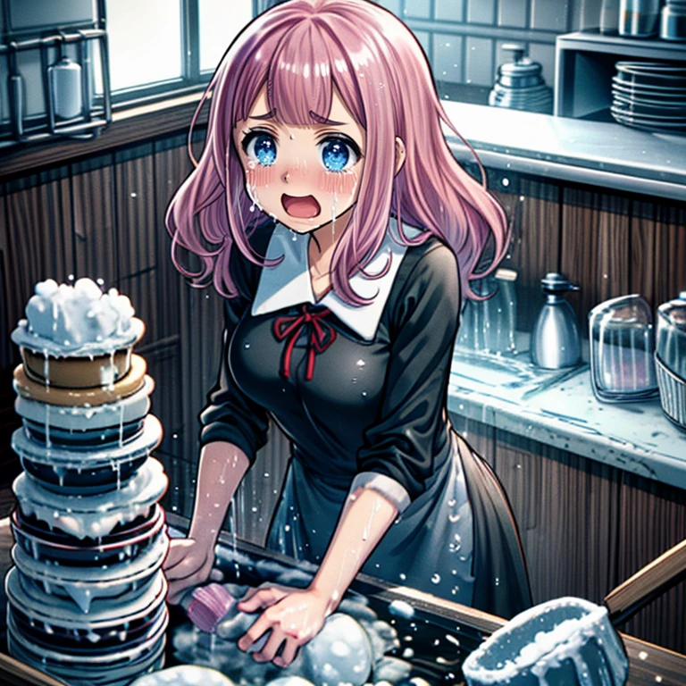 <lora:Izumi Nogami:0.8> isumi waifu, 1girl, red hair, red eyes, pink scrunchie, (angry), BREAK, <lora:washDish:0.5> (kitchen, plate, washing, washing plate stack in kitchen, sponge, towel, apron, soap bubbles, soap, soap bottle:1.33), masterpiece, best quality, extremely detailed, (erotic, sexy, nsfw, sexual, explicit:1.25), (pornography:1.25)