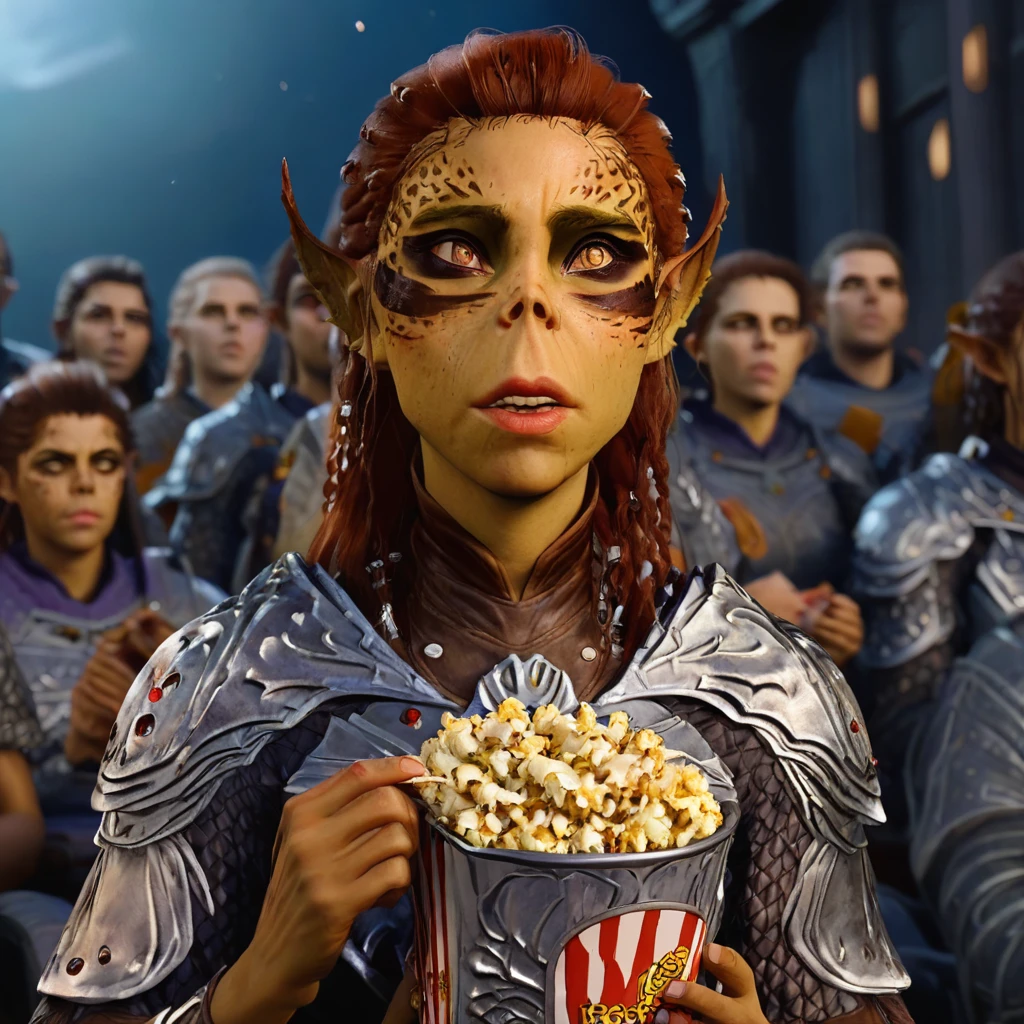 laezel eating popcorn in a cinema <lora:laezel:1>