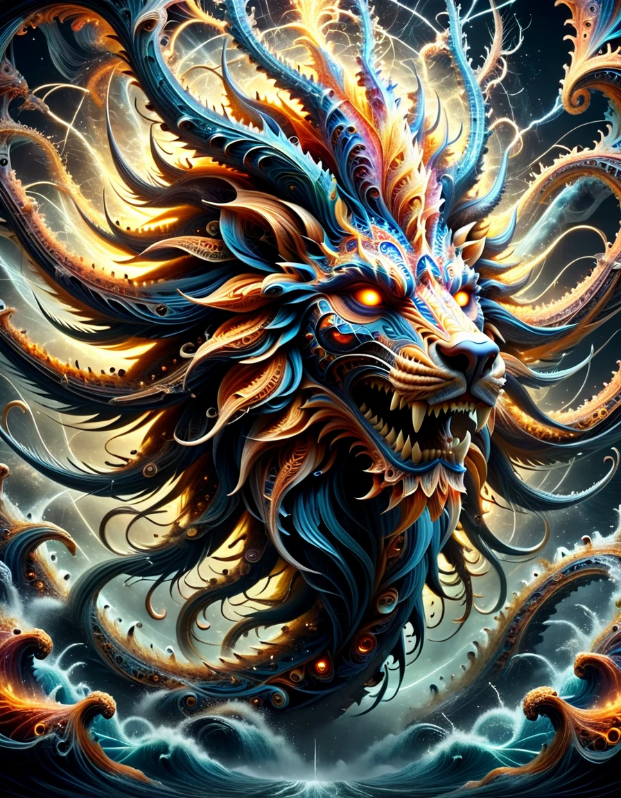 colorful realistic meahophontron of ral-frctlgmtry, mythical ral-bnz creature, mythical look, extrem-hd-ultra-shenanigans <lora:ral-frctlgmtry:0.75> <lora:ral-elctryzt-sdxl:0.5> ral-elctryzt