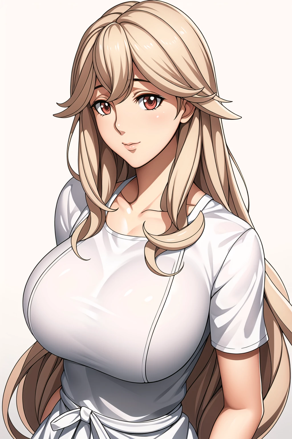 score_9,score_8_up,core_7_up,1girls, big breasts, black bra, blonde hair, bra, bra cups sticking out, bra visible through clothes, breasts, cleavage, clothing, collar, female, female only, gyaru, huge breasts, large breasts, long hair, looking at viewer, necklace, necklace between breasts, solo, solo female, tied shirt, tongue, twintails, voluptuous, white background, white shirt, yellow eyes