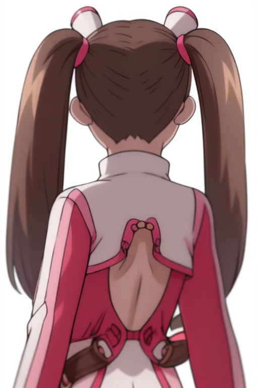 <lora:Amy:1>,  Amy, 1girl, solo, twintails, brown hair, long hair, shorts, white background, simple background, from behind, long sleeves, hair ornament, facing away, short shorts, dress, smile,
masterpiece, high quality, very_high_resolution, large_filesize, full color,