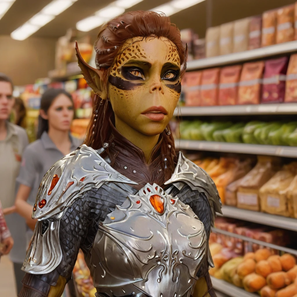 laezel shopping in a grocery store <lora:laezel:1>