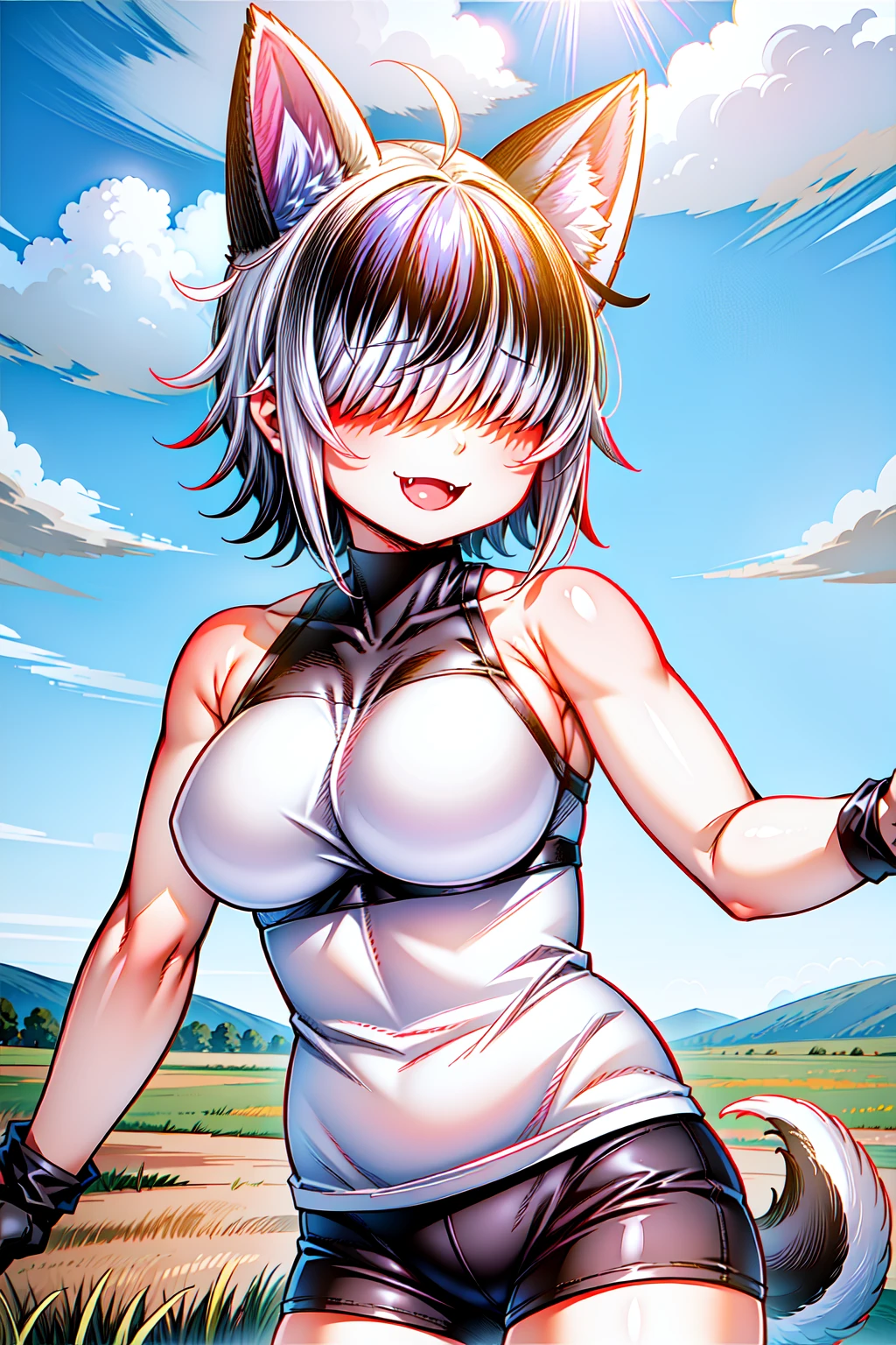 masterpiece, best quality, 1girl, solo, <lora:parkdona-vtuber-richy-v1_5:1> parkdona, close-up, :d, huge breasts, black turtleneck