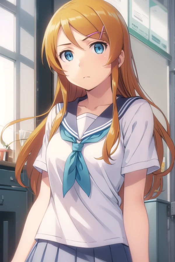 asukalangley, <lora:asuka langley soryu rebuild-lora-nochekaiser:1>,
asuka langley soryu, (souryuu asuka langley:1.2), long hair, bangs, blue eyes, brown hair, hair ornament,
BREAK skirt, shirt, ribbon, school uniform, white shirt, short sleeves, blue skirt, watch, wristwatch, (tokyo-3 middle school uniform:1.5),
BREAK indoors, classroom,
BREAK looking at viewer, (cowboy shot:1.5),
BREAK <lyco:GoodHands-beta2:1>, (masterpiece:1.2), best quality, high resolution, unity 8k wallpaper, (illustration:0.8), (beautiful detailed eyes:1.6), extremely detailed face, perfect lighting, extremely detailed CG, (perfect hands, perfect anatomy),