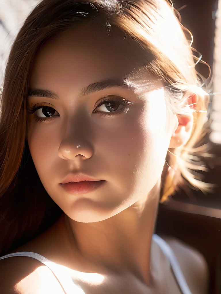 Natural Sunlight Illuminating Half of Her Face ,