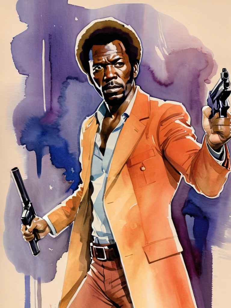 watercolor lineart sketch by Kagan-McLeod, 1970s action movie poster, shaft <lora:Kagan-McLeod:0.7>