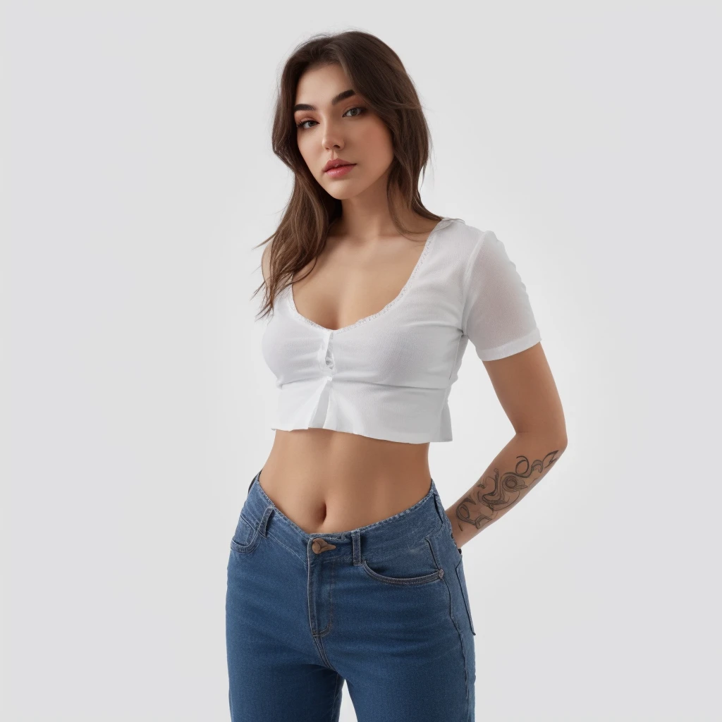 Alexeevafap,<lora:Alexeevafap_v3:0.8>,detailed,photorealistic,best quality,8k,body view,wearing a white shirt,