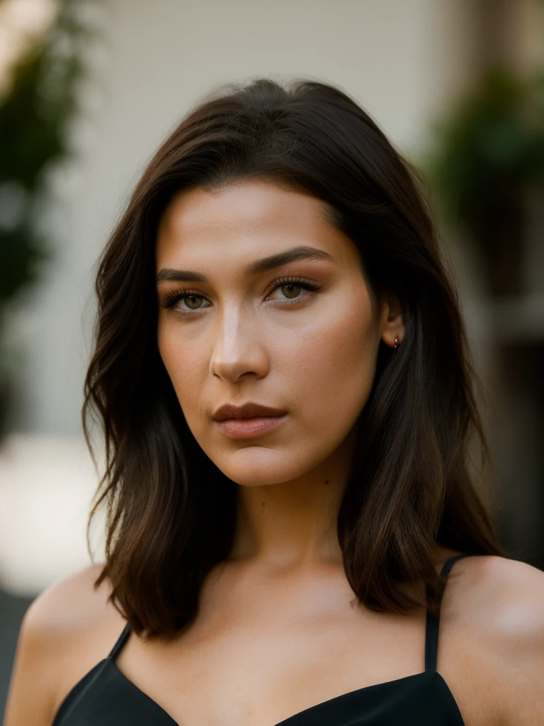 Realistic photo of a beautiful b3ll1h woman,1girl,solo,long hair,breasts,shirt,black hair,jewelry,upper body,earrings,midriff,lips,crop top,black shirt,makeup,realistic, soft lighting, professional Photography, Photorealistic, detailed, RAW, analog, sharp focus, 8k, HD, high quality, masterpiece<lora:b3ll1h:1.0>