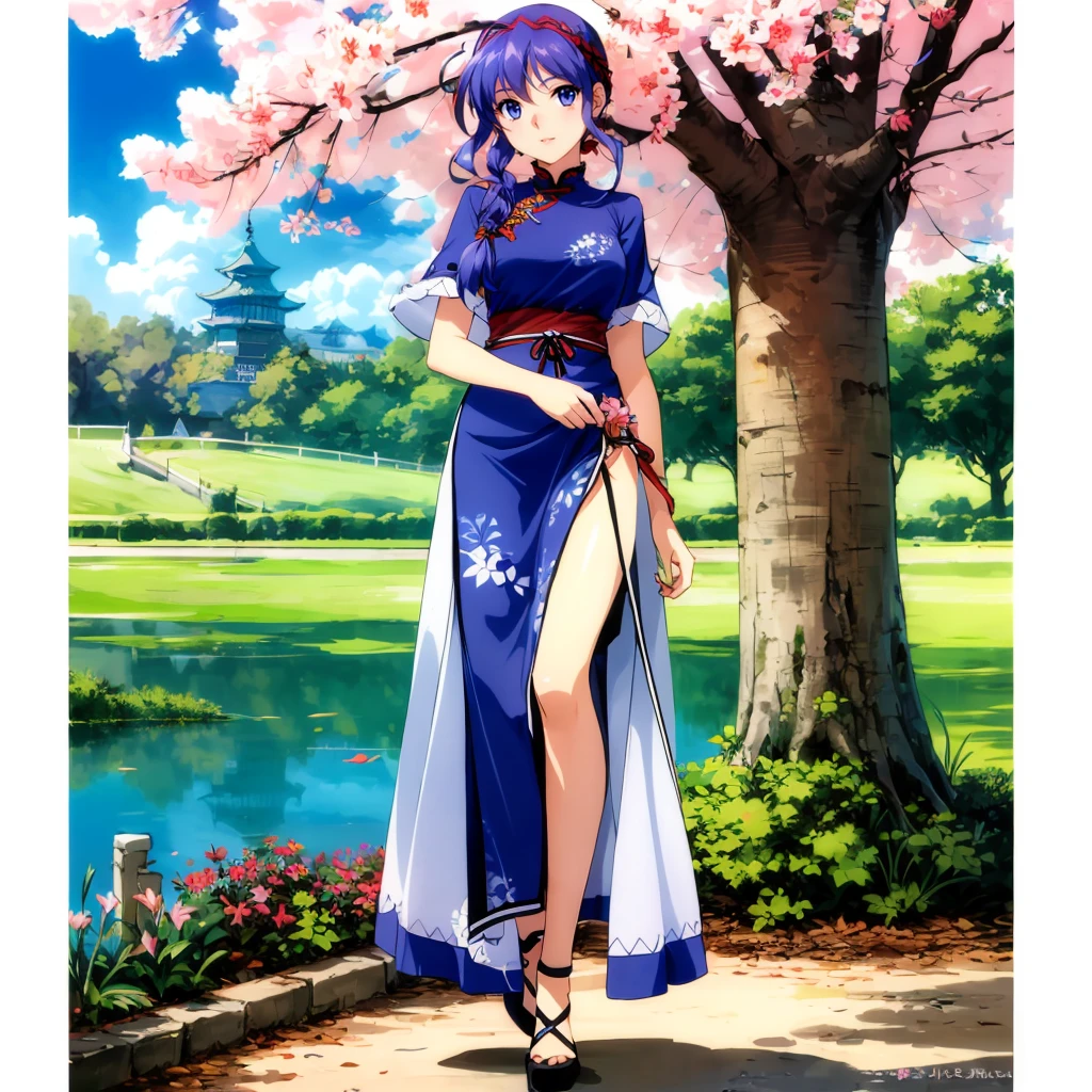 <lora:LunaNoa002:0.7>,<lora:add_detail:0.5>,<lora:noline:0.3>,<lora:boldline:-0.3>,
LNoa,1girl,
single braid,
full body,china_dress,in spring,