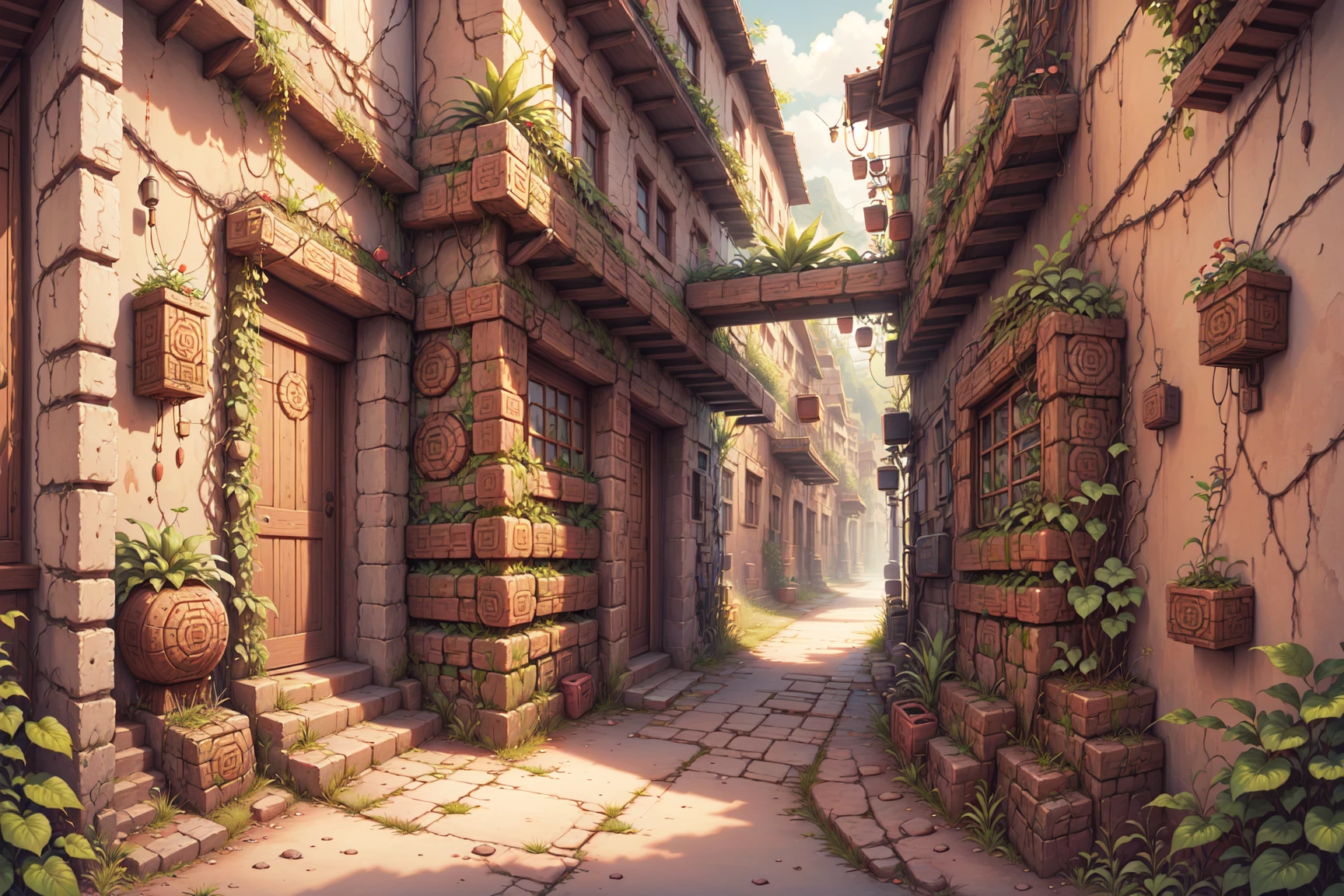 <lora:Incaworld:1> incaworld, masterpiece, best quality, winding alleyway