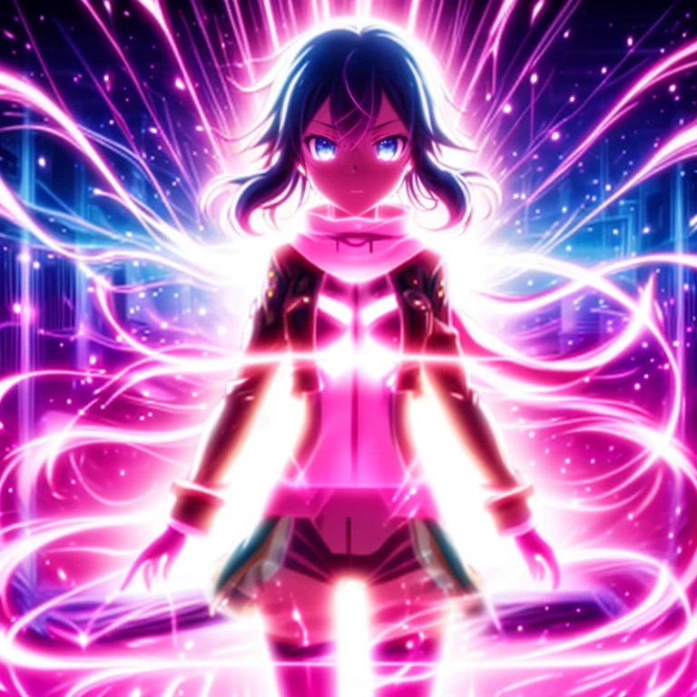 cute young woman, ultra high quality, volumetric, bioluminescence, luminism, pink-orange, global illumination, ambient occlusion, masterpiece, art by Ilya Kuvshinov, omimoji, busy image, Tokyo anime awards winner, octane render, unreal engine 5,