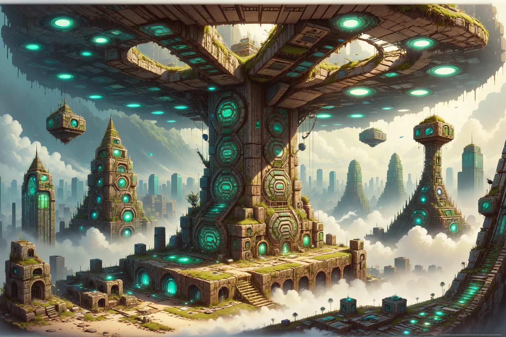 <lora:AztecWorld:1> masterpiece, best quality, aztecworld, scifi megacity,