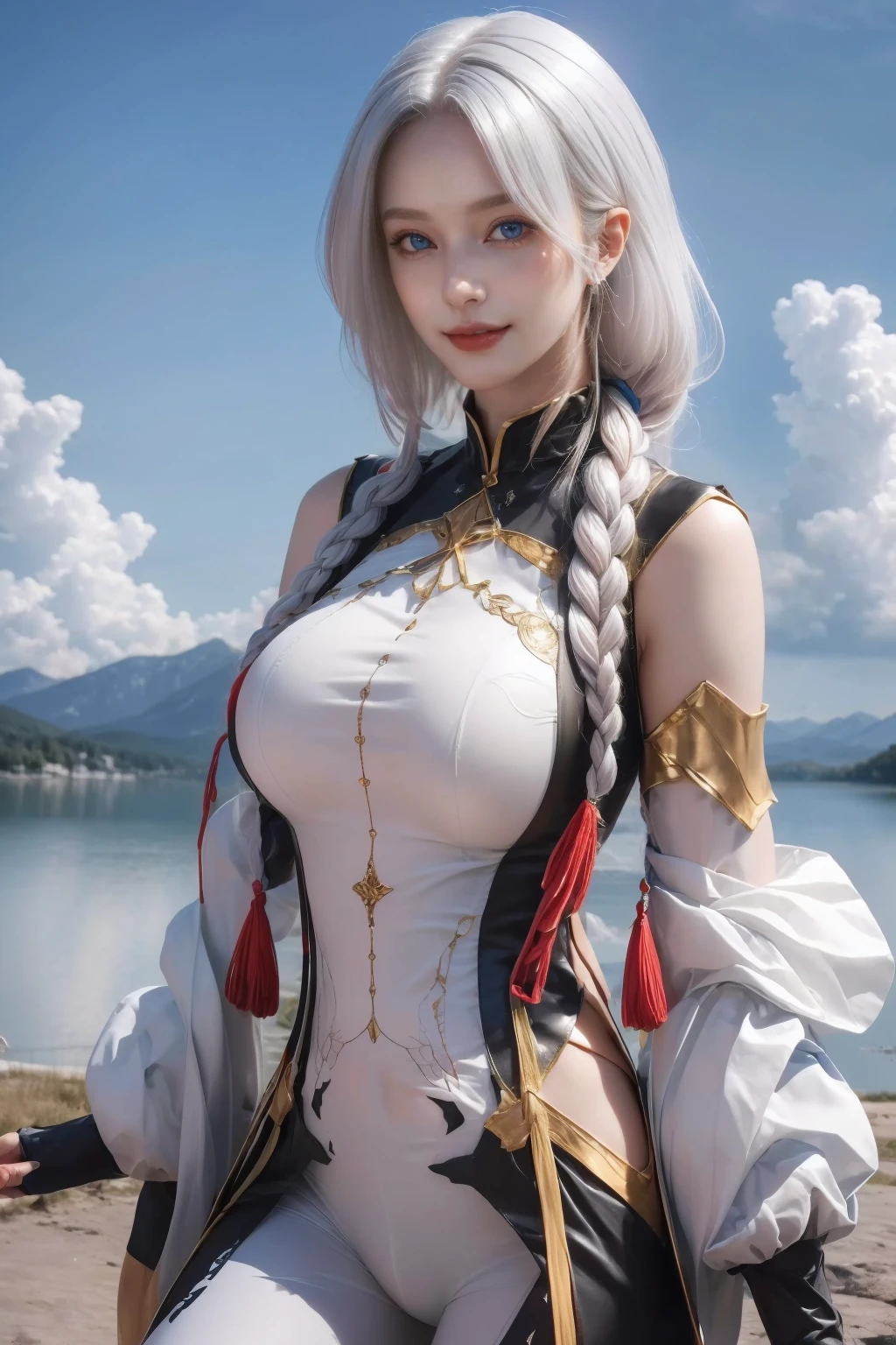 face lighting,bright backlight,super high resolution,best quality,Photos,4k,(Realistic:1.2),huiye,1girl,(the third eye:1.3),horns,(pale skin:1.4),(white hair:1.2),long hair,night,(red moon:1.2),big breast,sexy bra,sexy kimono,