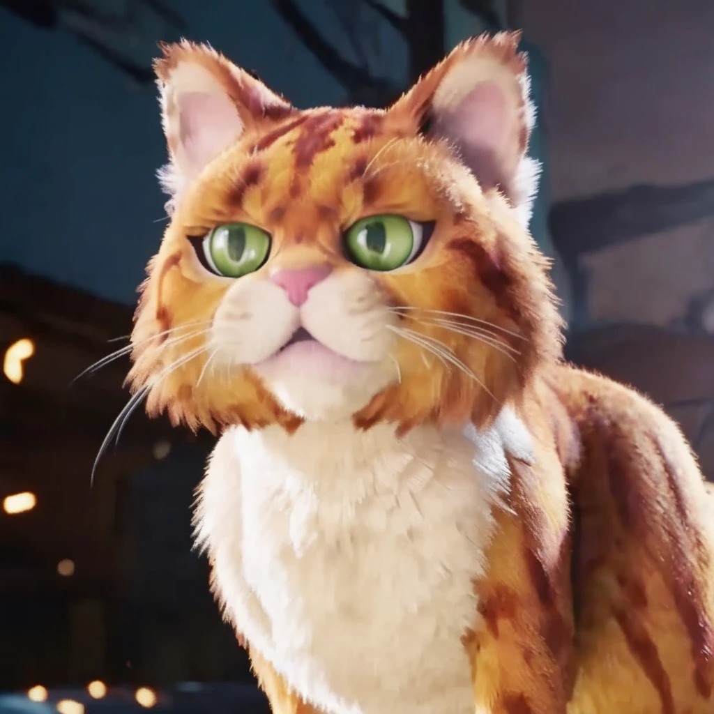 a game of Garfield the cat searching for lasagna and exploring the open world<lora:ff7 style:1> ff7 style, extremely detailed fur, eyes and facial features, 8k, amazing game composition, cinematic lighting