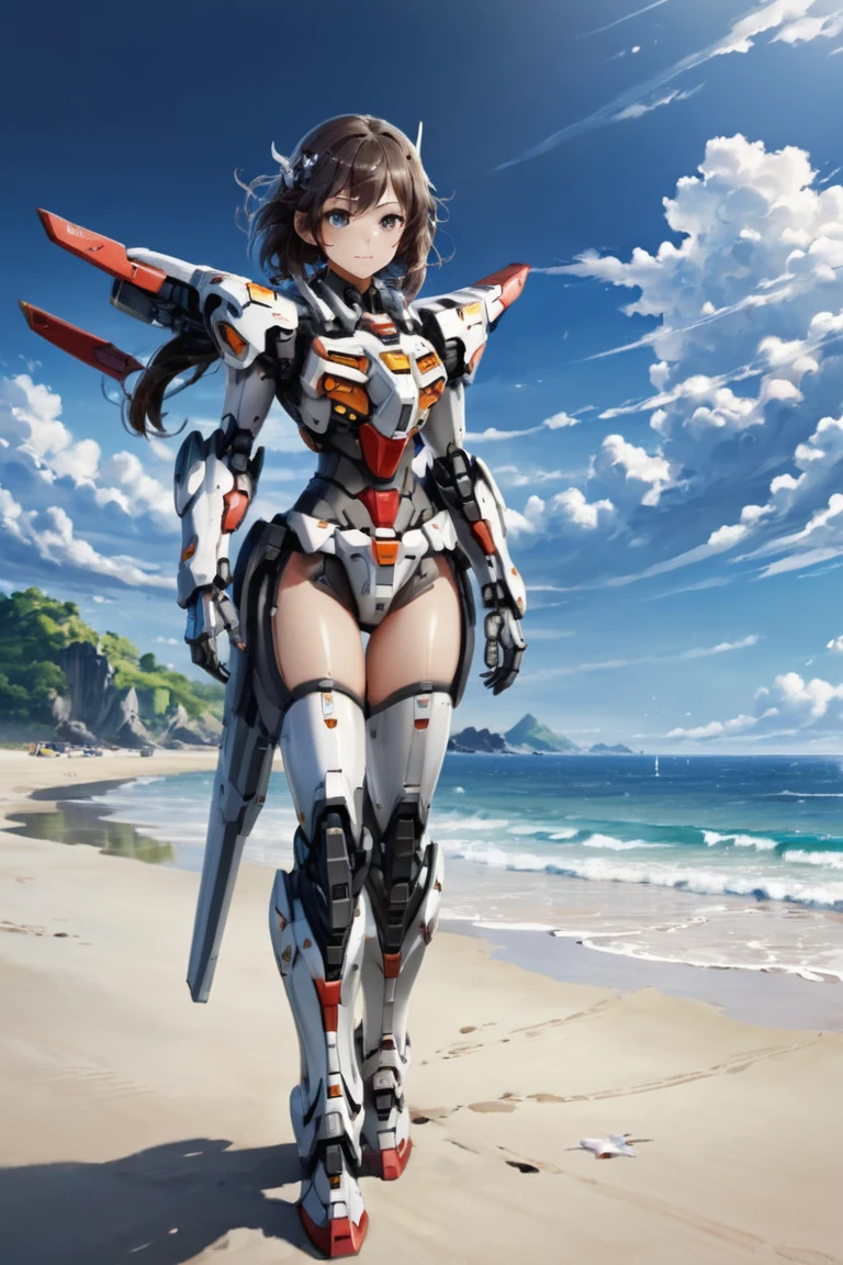 realistic, Masterpiece,  Best Quality,  High Resolution,  1girl,  mecha_musume,  background_sky,  beach,<lora:EMS-269237-EMS:0.700000>