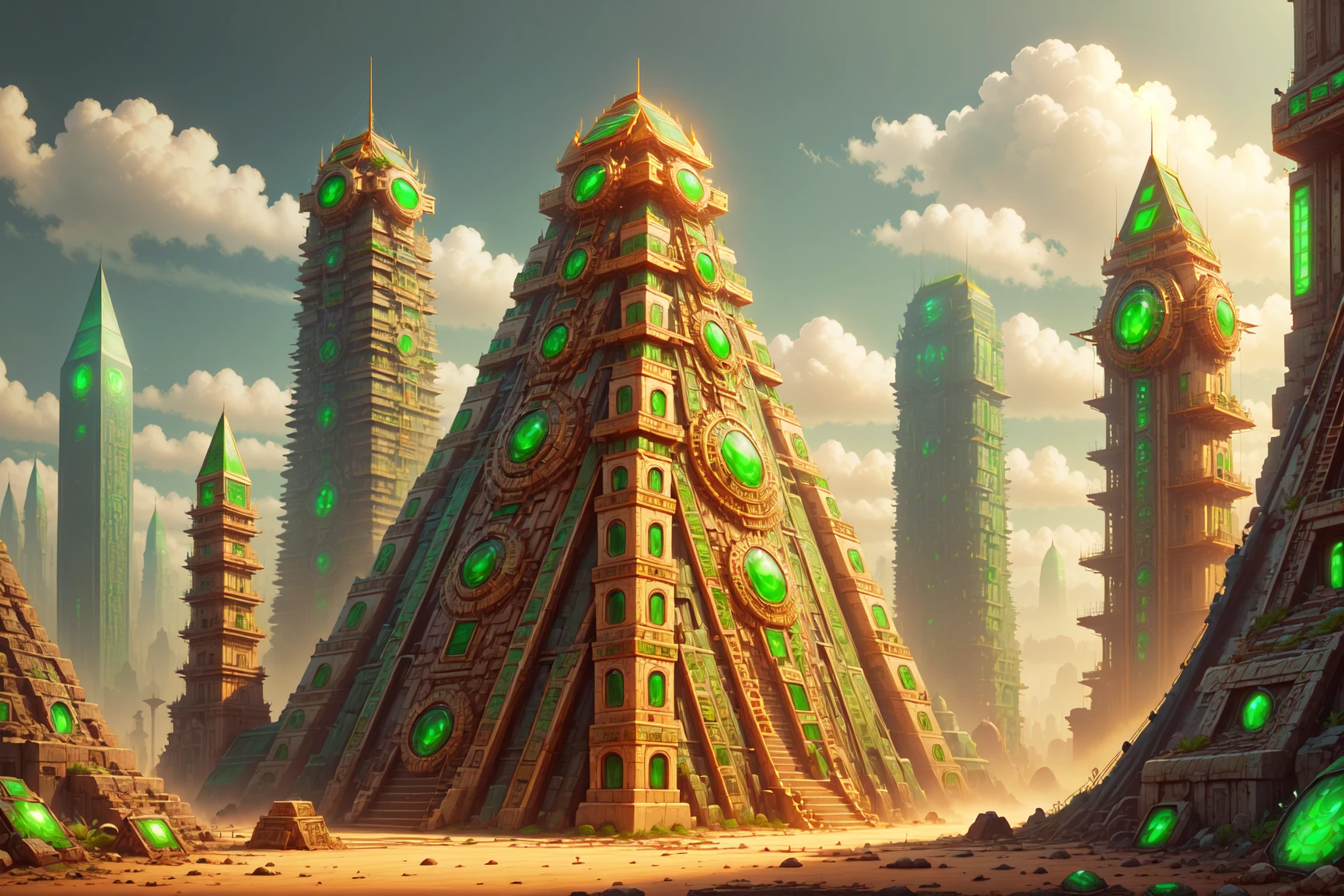 <lora:MayanGoldWorld:1> mayanworld, masterpiece, best quality, scifi, megacity,