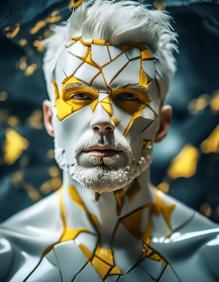 cinematic photo cinematic still, crack, 1boy, male focus, cracked skin, upper body, facial hair, yellow eyes, white hair, beard, fflix_shards . emotional, harmonious, vignette, highly detailed, high budget, bokeh, cinemascope, moody, epic, gorgeous, film grain, grainy", "cinematic photo crack, 1boy, male focus, cracked skin, upper body, facial hair, yellow eyes, white hair, beard, fflix_shards . 35mm photograph, film, bokeh, professional, 4k, highly detailed", "crack, 1boy, male focus, cracked skin, upper body, facial hair, yellow eyes, white hair, beard, fflix_shards, extremely detailed, artstation, 8k, cave lighting, concept art, rococo
<lora:ShardsXL-000007:1>
<lora:SDXL_FILM_PHOTOGRAPHY_STYLE_BetaV0.4:0.25> film photography style, light grain, medium grain, heavy grain . 35mm photograph, film, bokeh, professional, 4k, highly detailed