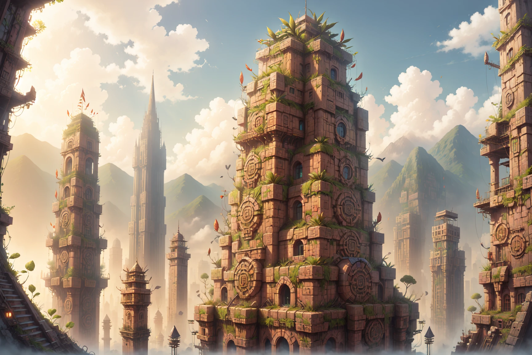 <lora:Incaworld:1> incaworld, masterpiece, best quality, scifi metropolis with towers and buildings,