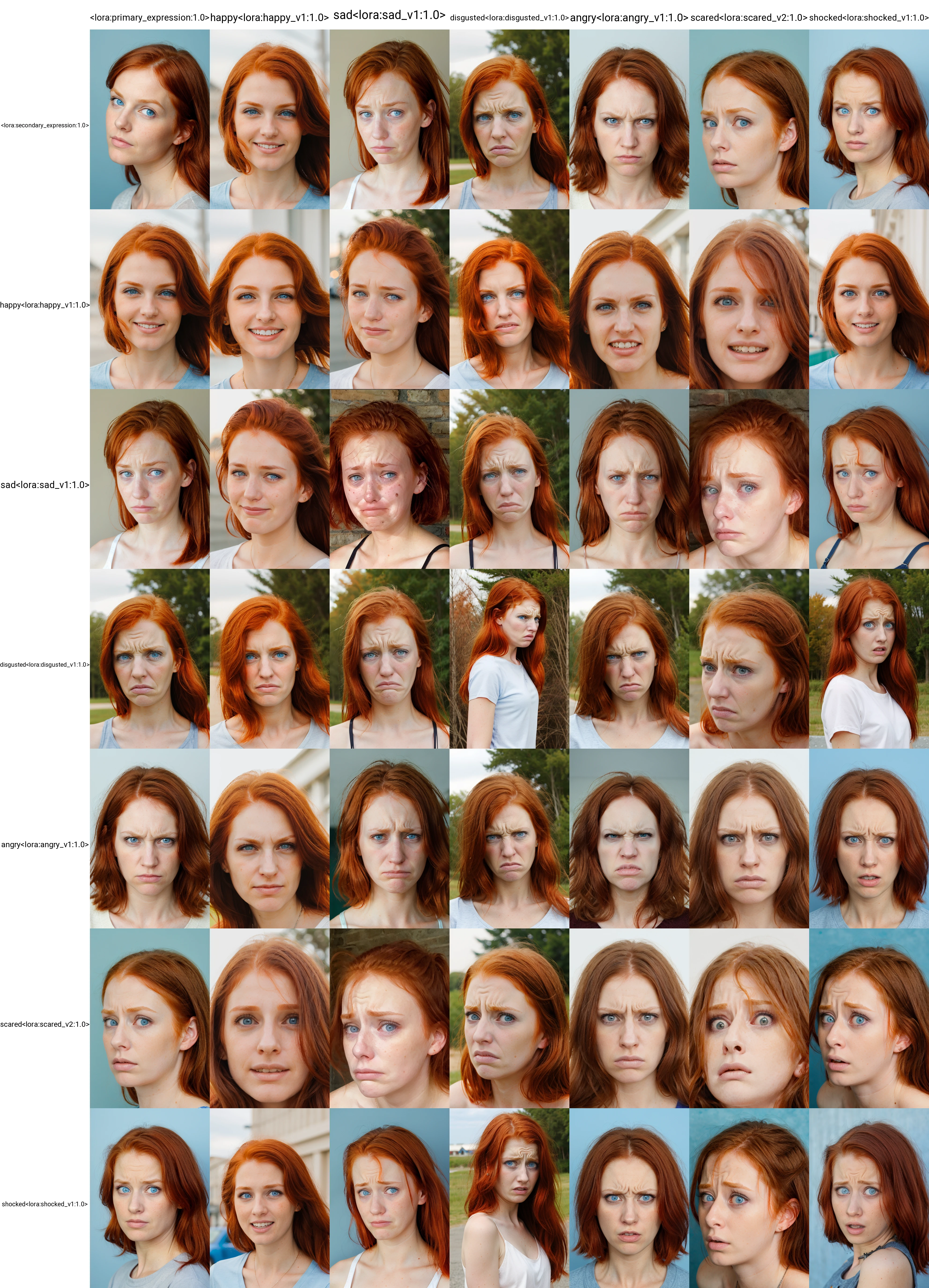 portrait of redhead, blue eyes, plain background, face focus,
<lora:primary_expression:1.0>
<lora:secondary_expression:1.0>
expression