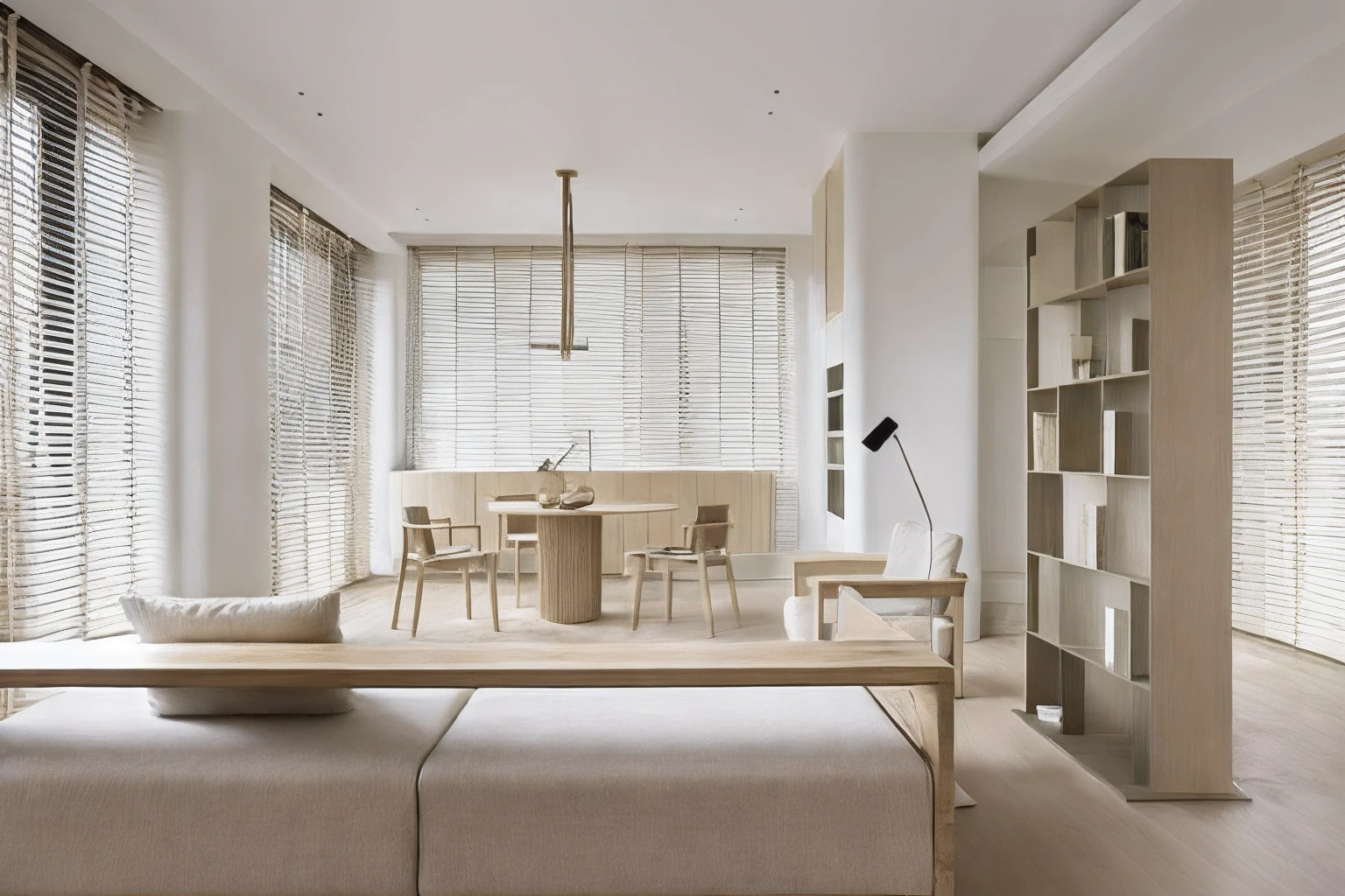 Lao Chen, indoor, yellow wood grain, no humans, scenery, window, table, indoors, chair, lamp, sunlight, curtains, blinds, bed, cabinet, sink, cup, ceiling light, shelf, day, door,