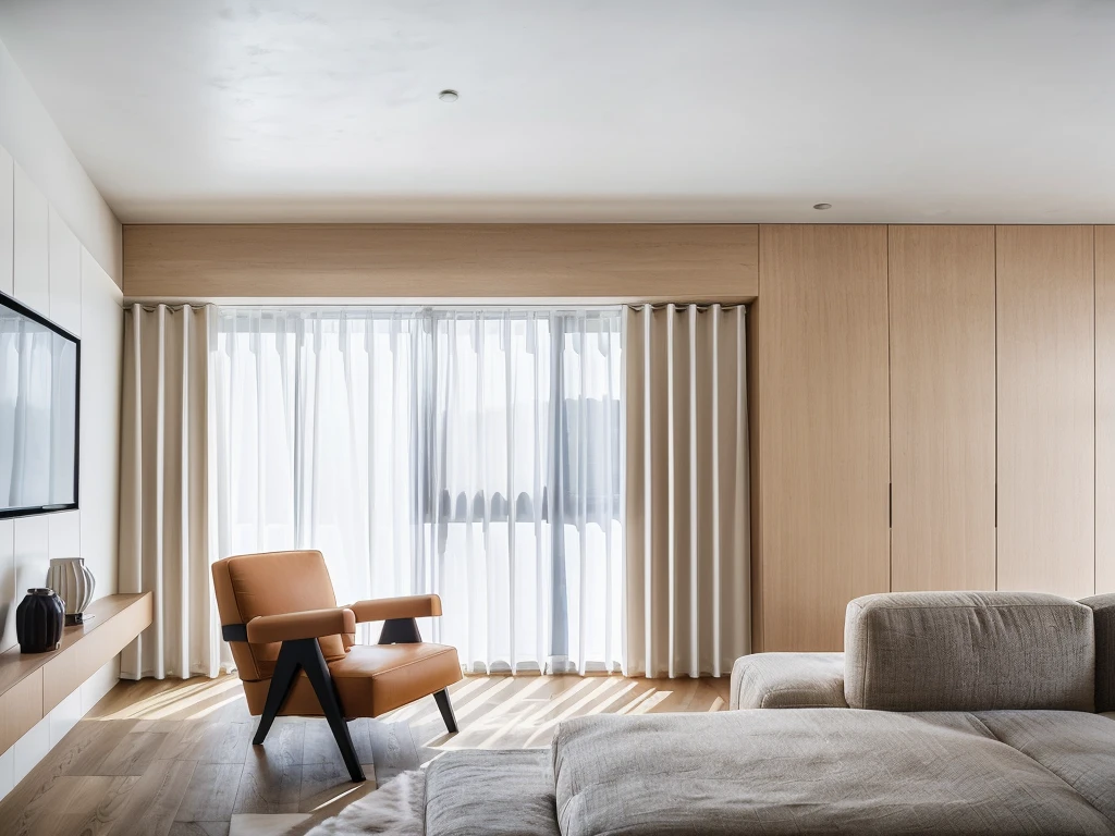 Photos of interior, sofa, window, ceiling, curtain, best quality, masterpiece, high quality, real, realistic, super detailed, full detail, 8K,Lao Chen, modern beige, indoor