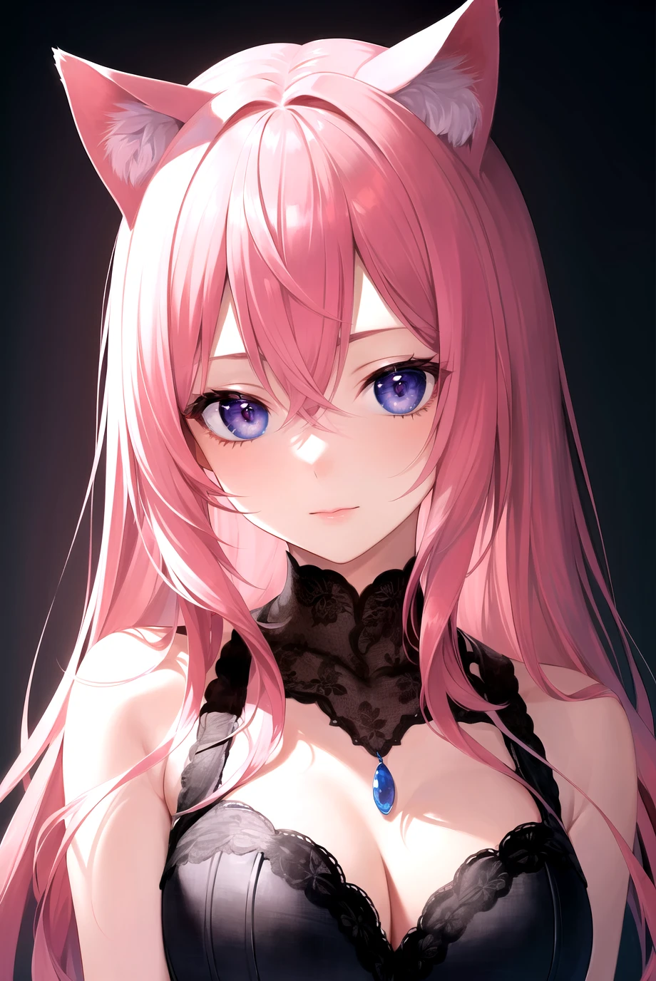 masterpiece, best quality, ultra-detailed, illustration,(1girl),beautiful detailed eyes, looking at viewer, close up, pink hair, shy, cat ears