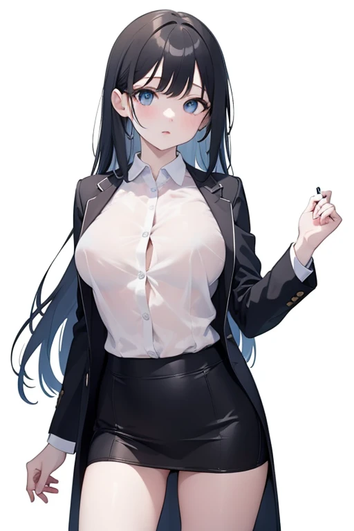 ((obra maestra)), ((mejor calidad)), (ultra detallado), ((extremadamente detallado)), 4k, (8K), mejor calidad, (Hermoso), estilo animado, mirar hacia arriba desde abajo, bar, Noche, una chica guapa, 1 chica, solo, traje, Hermoso rainbow hair, Hermoso blue eyes, ((Hermoso eyes)), De piel blanca, pendientes, cuello, sonrisa