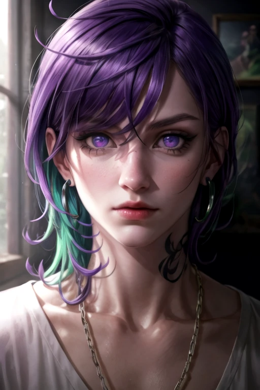 photorealistic, (4k), depth of field, (Masterpiece), (realistic skin texture), extremely detailed, intricate, hyper detailed, high resolution, professional photography, , depth of field, sharp detail, best quality, , 1boy, solo, male focus, <lora:kanata_yatonokami:0.82>, kanata_yatonokami, purple hair, purple eyes, multicolored hair, multicolored eyes, , hair between eyes, , tattoo, , earrings, , , ancient greece,