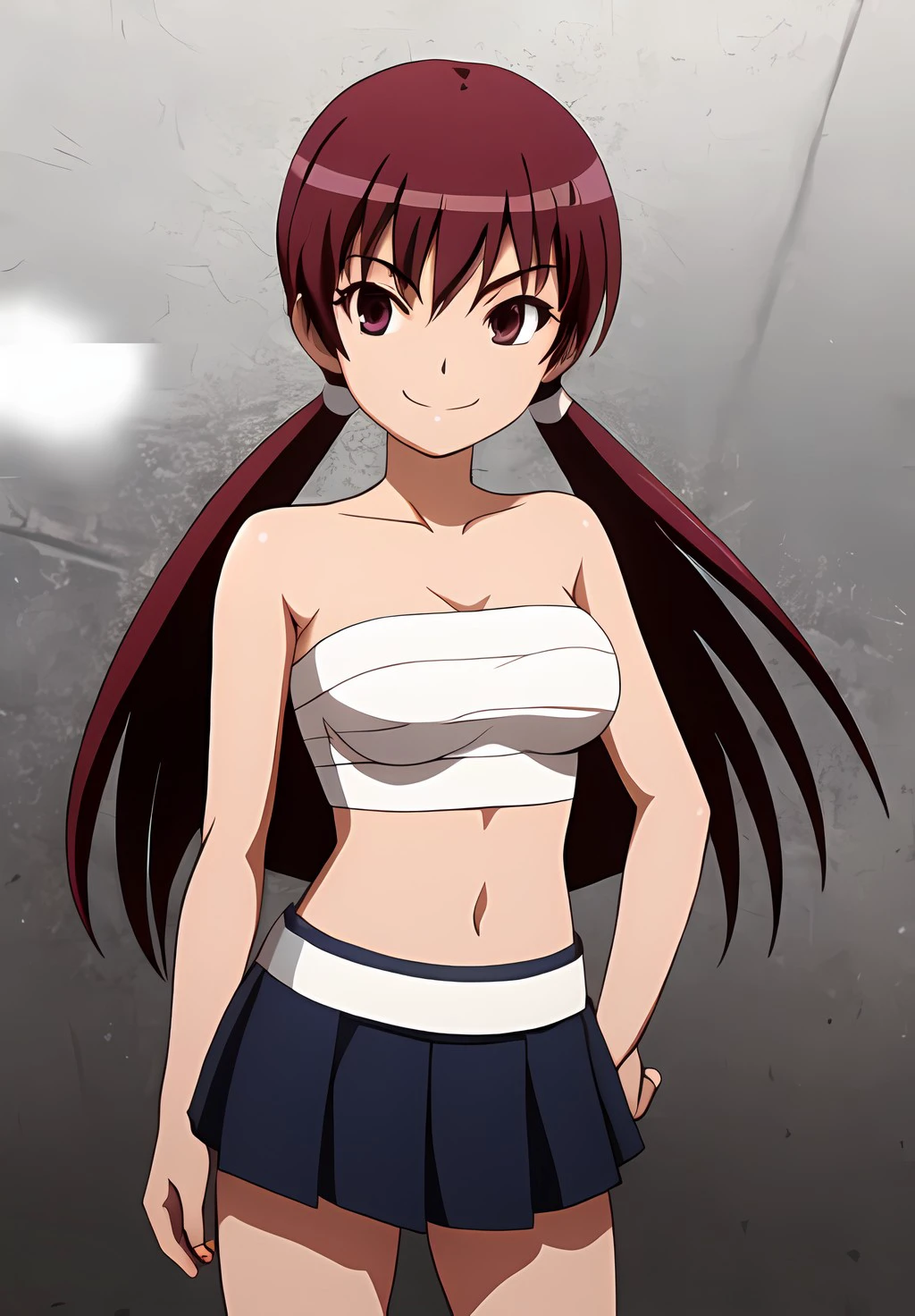 ((una Joven muy flaca)), 20 years old woman, ((chica muy flaca: 1.3)), con una cara muy bonita, ((very thin and small waist: 1.3)), small breasts, pecho plano, ((costillas y huesos visibles)), brazos delgados, caderas estrechas, muslos delgados, long brown hair, ella posa de frente y en bikini de dos piezas, fondo blanco, Obra maestra, cuerpo muy delgado. ((Anorexic beautiful girl)).