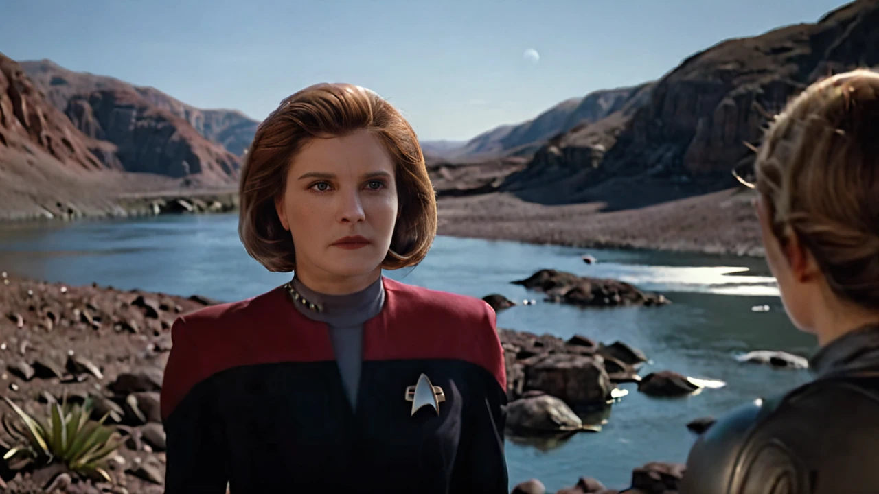 cinematic film still cinematic photo breathtaking <lora:captain_janeway_100x100-step00014000:1> captain_janeway, woman, Alien planet, Captain Pike, 4K resolution, (extraterrestrial landscape), (vibrant sky with two moons), (otherworldly flora), (futuristic explorer gear), (sense of wonder), (rich and intricate details), (photo-realistic quality), (mysterious atmosphere), (shimmering alien lakes), (vast horizon), (unearthly colors), (dynamic shadows)
. award-winning, professional, highly detailed . 35mm photograph, film, bokeh, professional, 4k, highly detailed . shallow depth of field, vignette, highly detailed, high budget Hollywood movie, bokeh, cinemascope, moody, epic, gorgeous, film grain, grainy