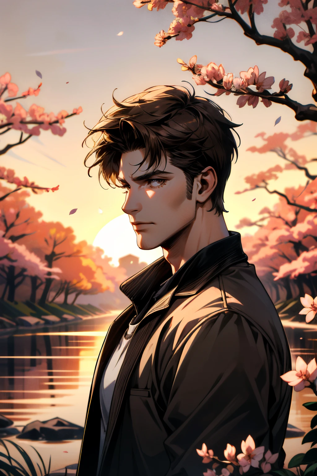 ((ultra detailed, masterpiece, absurdres))
<lora:UncNathan:0.9>
UncNathan, 1boy, solo, short hair, brown hair, Golden Hour in a Cherry Blossom Orchard