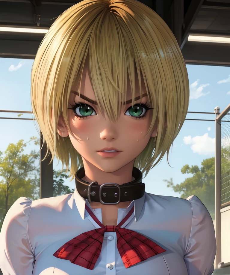 Tsukasa,blonde hair,green eyes,
white school uniform,collar,
upper body,standing,
school gym,deim lighting,
(insanely detailed, beautiful detailed face, masterpiece, best quality),solo,<lora:Tsukasa:0.8>,