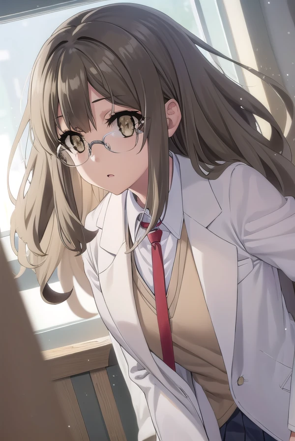 riofutaba, <lora:rio futaba s1-lora-nochekaiser:1>,
rio futaba, long hair, brown hair, (brown eyes:1.5), glasses,
BREAK skirt, shirt, school uniform, white shirt, pleated skirt, glasses, collared shirt, black skirt, vest, red necktie, labcoat, (white labcoat:1.2), brown vest,
BREAK indoors, classroom,
BREAK looking at viewer, (cowboy shot:1.5),
BREAK <lyco:GoodHands-beta2:1>, (masterpiece:1.2), best quality, high resolution, unity 8k wallpaper, (illustration:0.8), (beautiful detailed eyes:1.6), extremely detailed face, perfect lighting, extremely detailed CG, (perfect hands, perfect anatomy),
