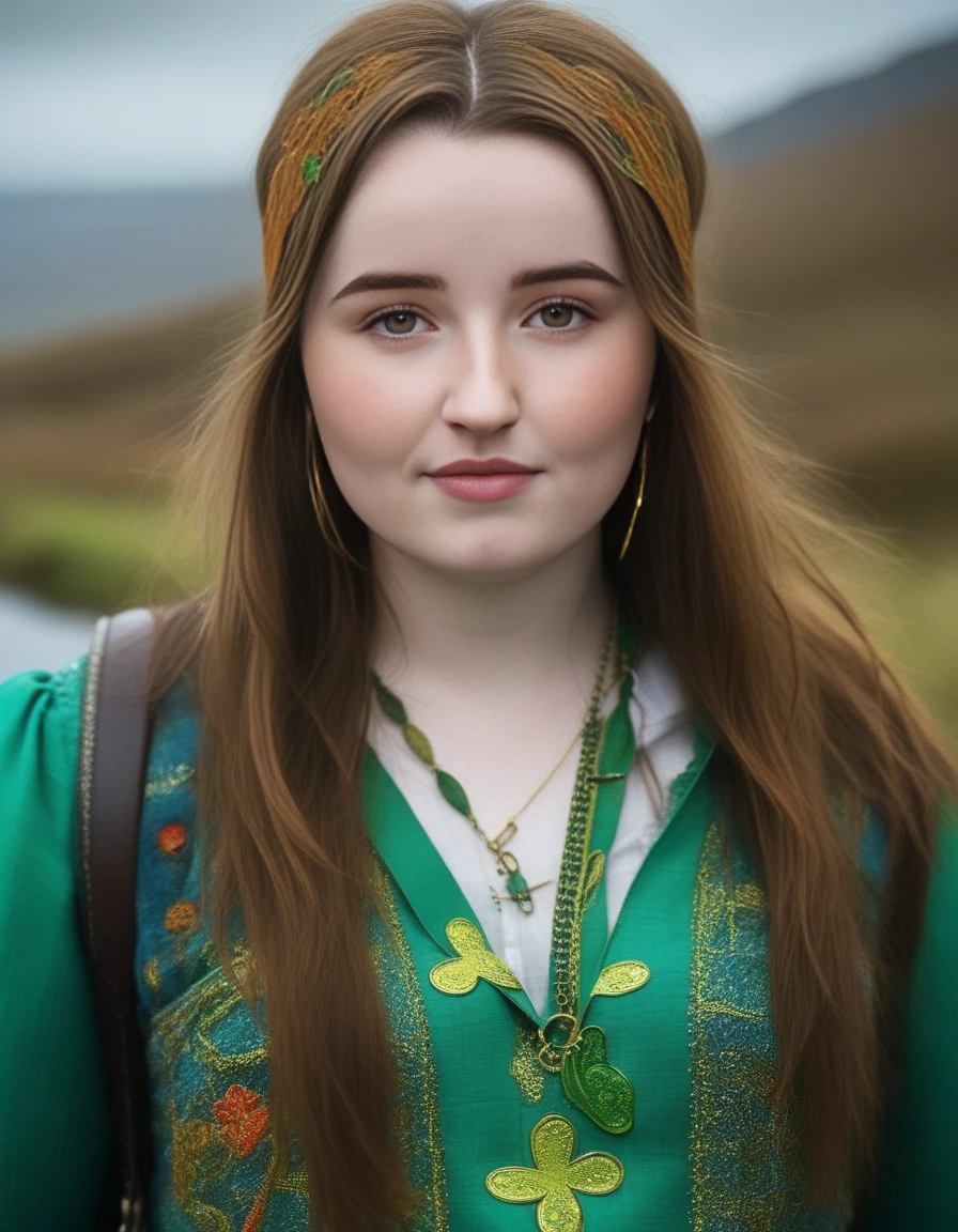 KaitlynDever,<lora:KaitlynDeverSDXL:1>,candid shot, An Irish girl, style of spirit of Ireland, celticpunk, gaelic, surroundings of Connemara, irish spring colour, insane details, intricate details, hyperdetailed, bokeh, rainy and sunlight, vibrant colors, Nikon D800, 85mm, f1.4,