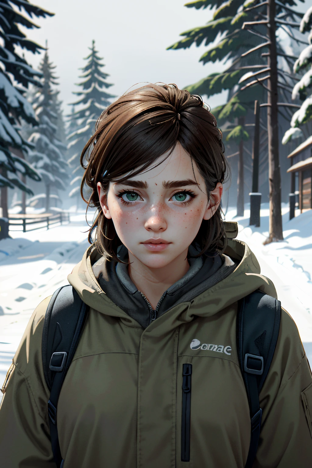 ((ultra detailed, masterpiece, absurdres))
<lora:TLOU2Ellie:0.8>
TLOU2Ellie, 1girl, solo, brown hair, green eyes, in front of Magical Winter Wonderland with Snow-Covered Trees