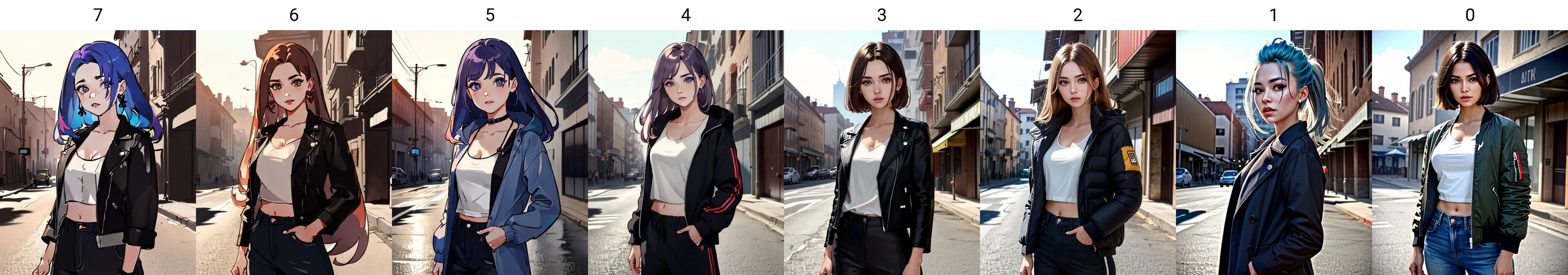 best quality,masterpiece,highly detailed,ultra-detailed, <lora:neg4all_bdsqlsz_V3.5:-1>,1girl,  cityscape, < <lora:cartoonisationer:7>, 1girl, Gradient Colour Tank Top: A design with a gradient colour effect, making the overall appearance more interesting. Wide-Leg Pants , Pants with a wide, loose fit throughout. (Leather Jacket:1.3),Genuine leather,Classic black or brown breasts,  narrow waist, Fishtail Braid with Fiber Optic Strands - Electric Yellow    , fantastic details full face, dot nose,detailed Hollow eyes, lavender iris, curved eyebrows, pale purple beautiful Detailed Eyes,    lips, extremely detailed eyes, fantastic details full face, mouth, trending on artstation, pixiv, cgsociety, hyperdetailed Unreal Engine 4k 8k ultra HD,